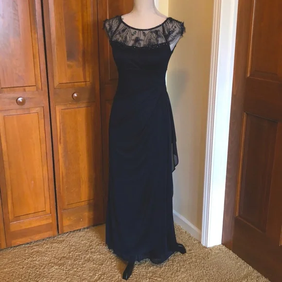 Xscape | Dresses | Gorgeous Navy Blue Xscape Formal Gown Jeweled Neckline  Size 2 | Poshmark